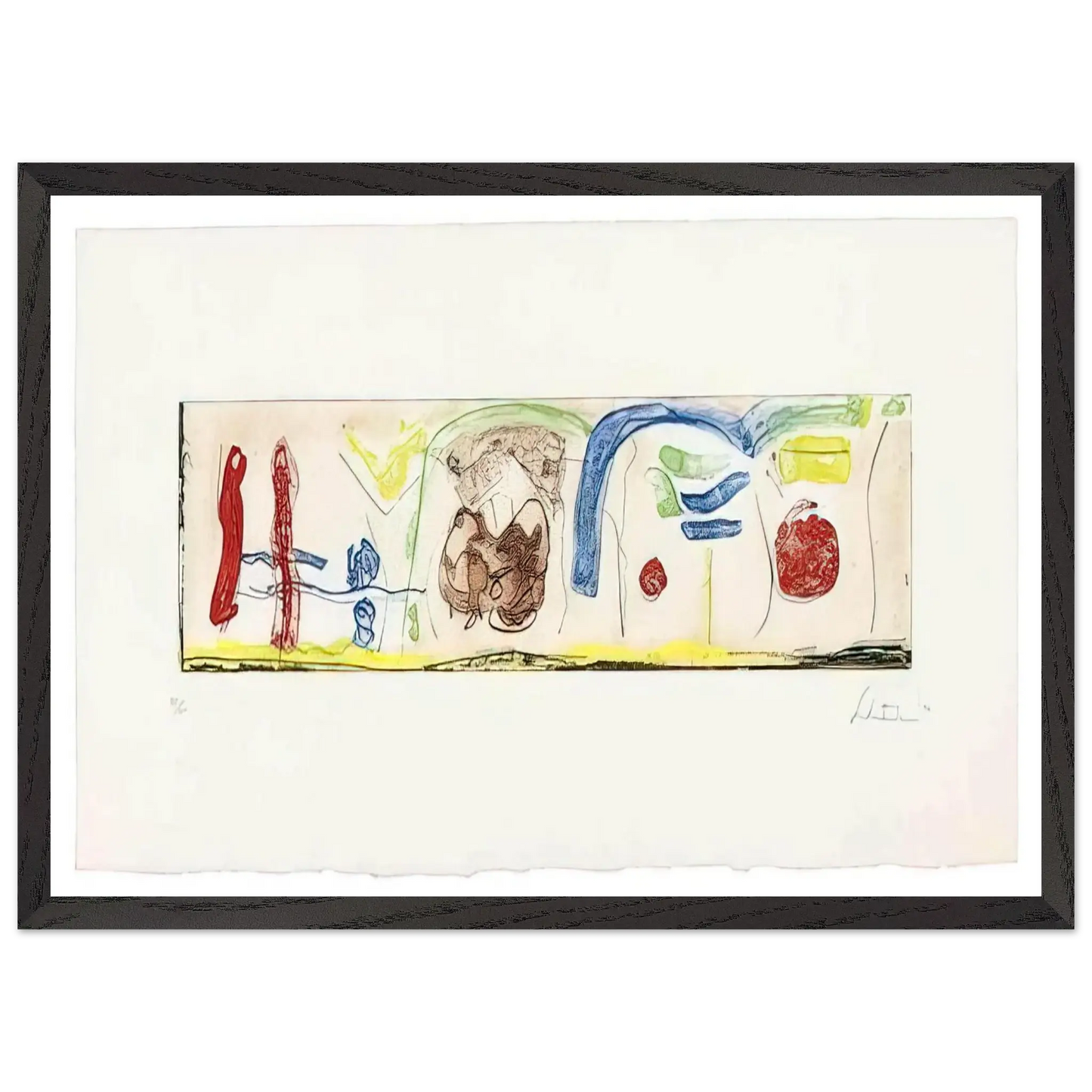 Helen Frankenthaler - Bridges - 1996 Wall art - 50x70 cm / 20x28 Inches - Premium Wooden Framed Poster With Fine Art Paper - Black frame
