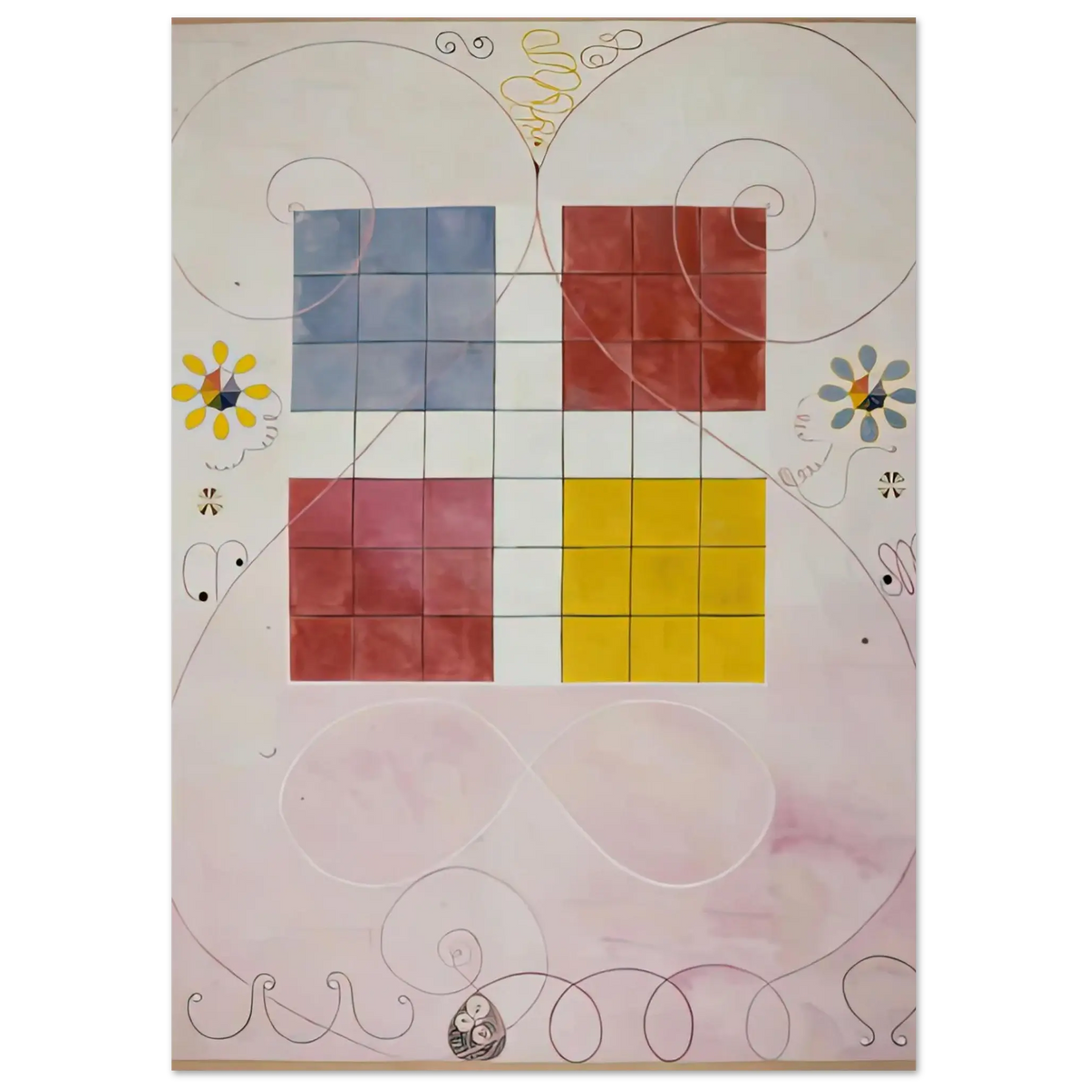 Hilma af Klint - DE TIO ST RSTA N 10 ALDERDOMEN 1907 Wall art - 27x35 cm / 11x14 Inches - Premium Wooden Framed Poster With Fine Art Paper - White frame