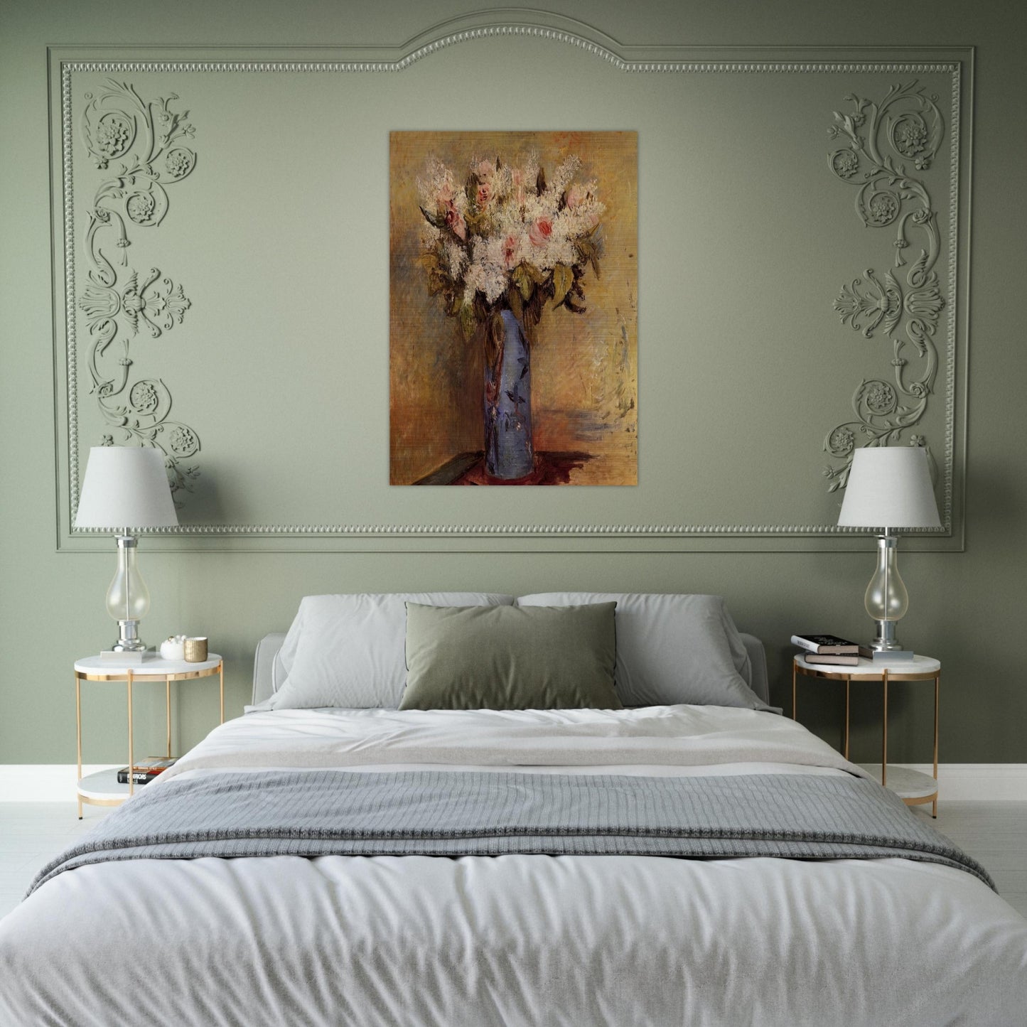 Vase of Lilacs and Roses - Pierre-Auguste Renoir Brushed Aluminum Print - 70x100 cm / 28x40 inches | Pierre-Auguste Renoir Aluminum Print | Pierre-Auguste Renoir Prints