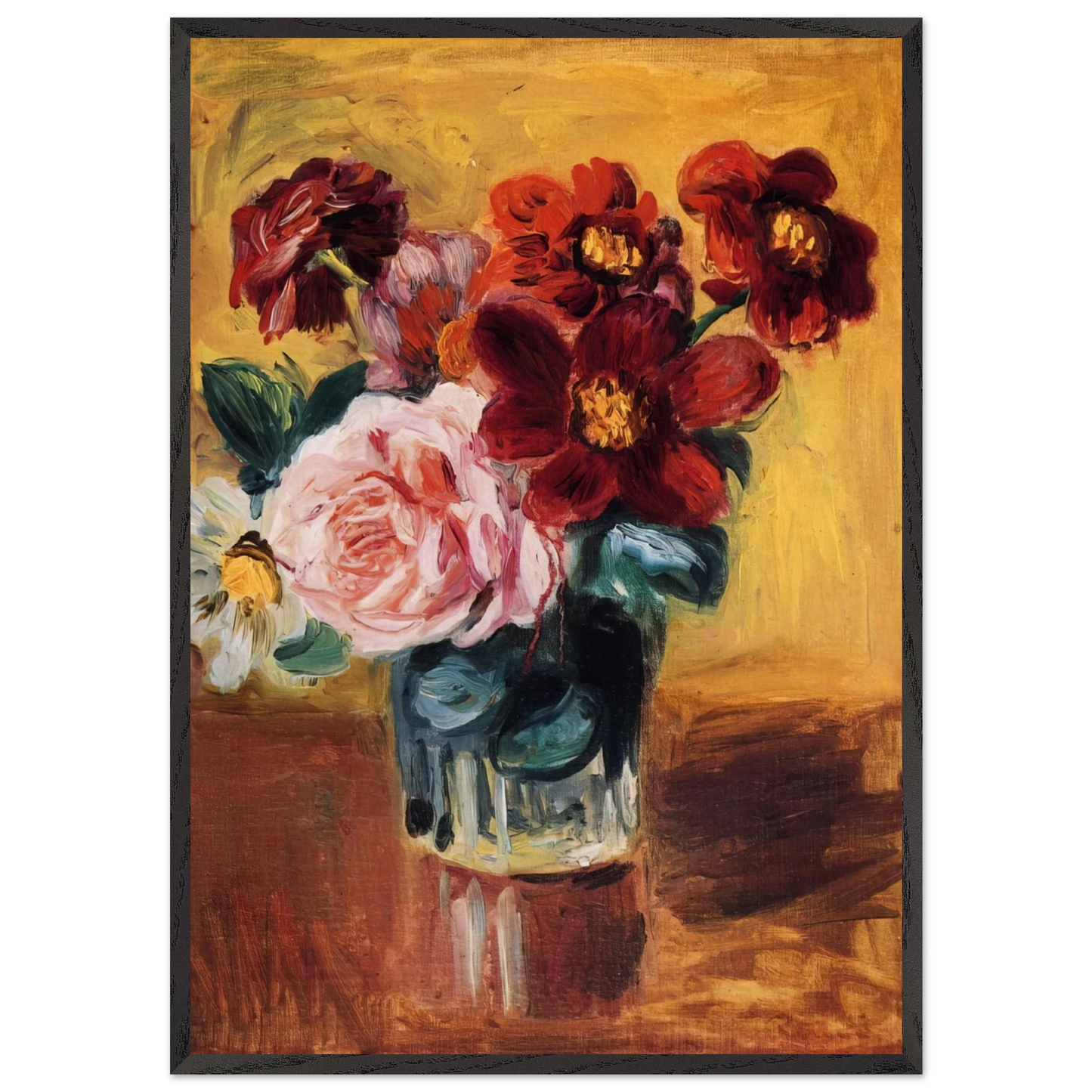 FLOWERS IN A VASE N4 - Pierre-Auguste Renoir 70x100 cm / 28x40 inches Framed Art Print – Black Wooden Frame