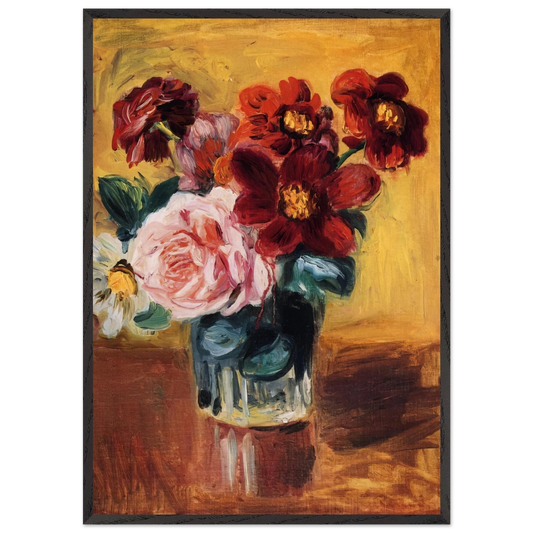 FLOWERS IN A VASE N4 - Pierre-Auguste Renoir 70x100 cm / 28x40 inches Framed Art Print – Black Wooden Frame