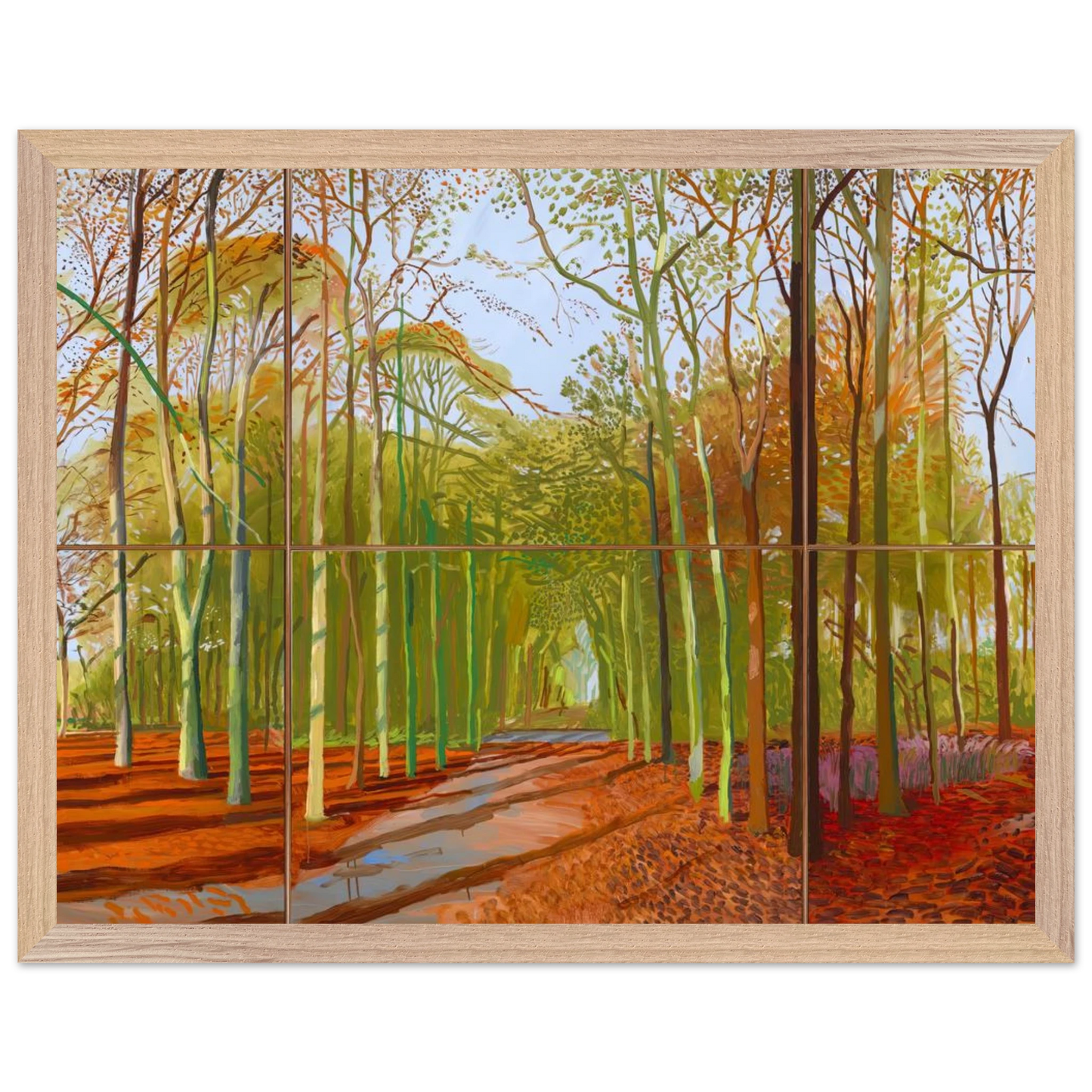 David Hockney - Woldgate Woods, 21, 23 & 29 November 2006 - 45x60 cm / 18x24 inches - Premium Wooden Framed Poster With Fine Art Paper-canvas - White frame