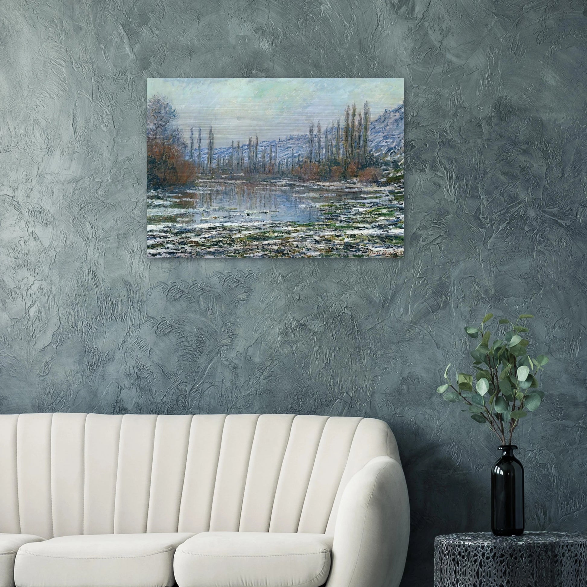 The Thaw at Vetheuil - claude monet Brushed Aluminum Print - 70x100 cm / 28x40 inches | claude monet Aluminum Print | claude monet Prints