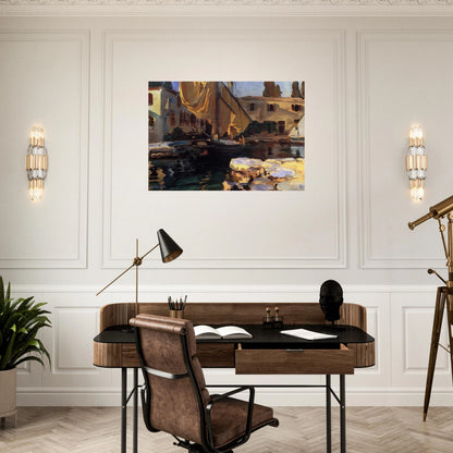 San Vigilio. A Boat with Golden Sail - John Singer Sargent Brushed Aluminum Print - 70x100 cm / 28x40 inches | John Singer Sargent Aluminum Print | John Singer Sargent Prints