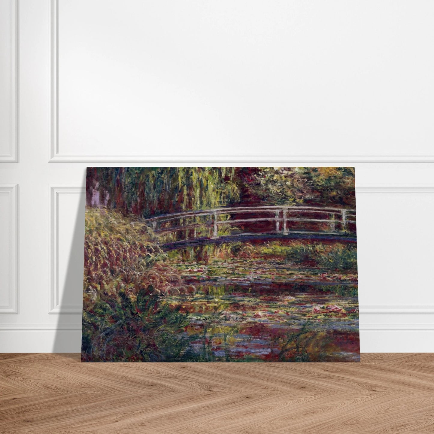 The Japanese Bridge The Water-Lily Pond, Symphony in Rose - claude monet Brushed Aluminum Print - 70x100 cm / 28x40 inches | claude monet Aluminum Print | claude monet Prints