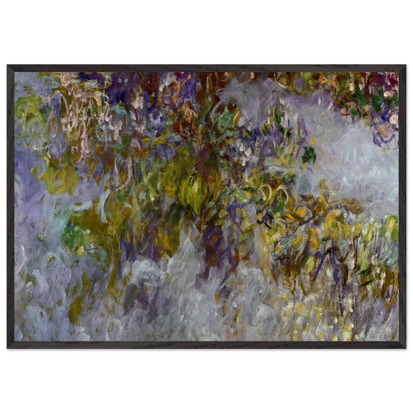 Wisteria left half - claude monet 70x100 cm / 28x40 inches Framed Art Print – Black Wooden Frame