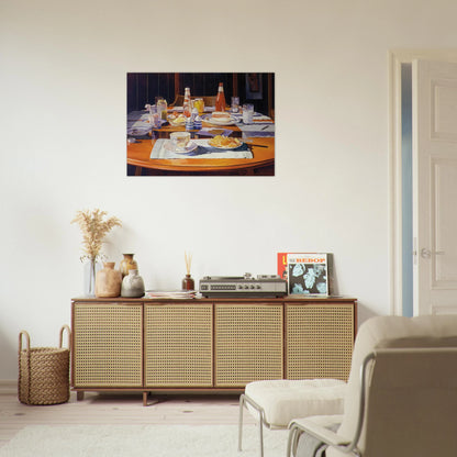 Supper Table - 1969 - Mary Pratt Brushed Aluminum Print - 70x100 cm / 28x40 inches | Mary Pratt Aluminum Print | Mary Pratt Prints