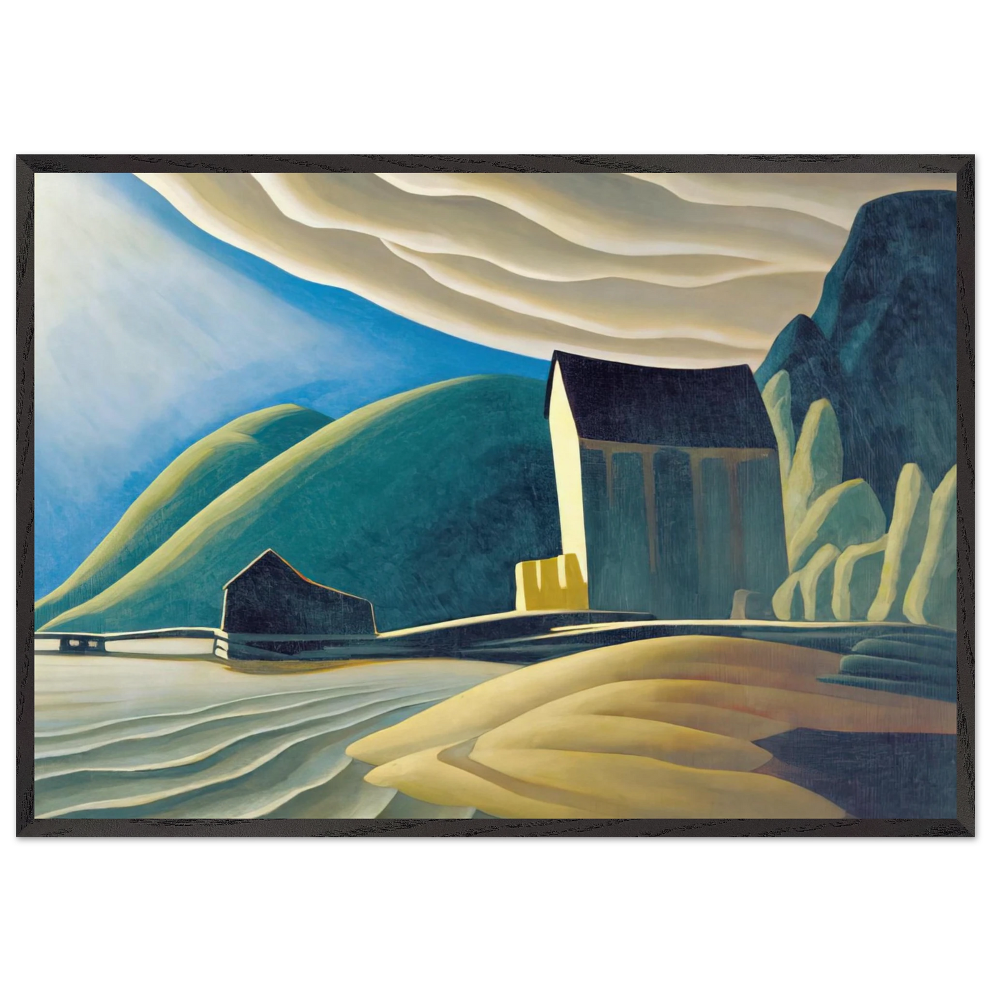 Ice House Coldwell Lake Superior - 1923 - Lawren Harris 70x100 cm / 28x40 inches Framed Art Print – Black Wooden Frame