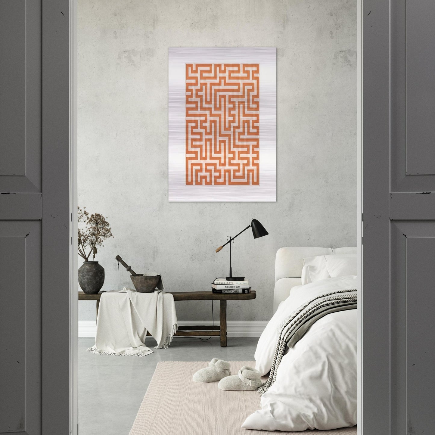 RED MEANDER II 1971 - Anni Albers Brushed Aluminum Print - 70x100 cm / 28x40 inches | Anni Albers Aluminum Print | Anni Albers Prints
