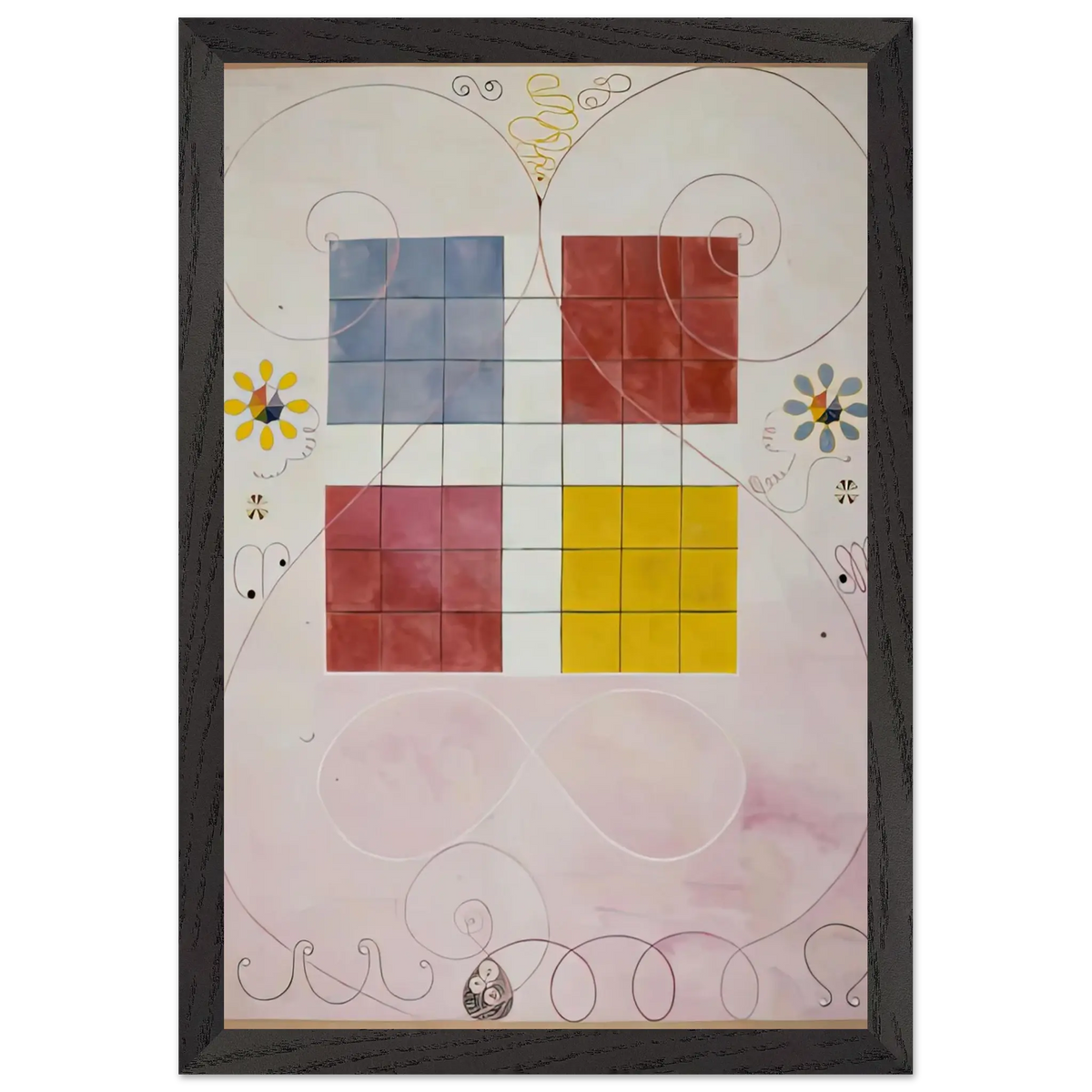 Hilma af Klint - DE TIO ST RSTA N 10 ALDERDOMEN 1907 Wall art - 28x43  cm / XL (11x17 Inches) - Premium Wooden Framed Poster With Fine Art Paper - White frame