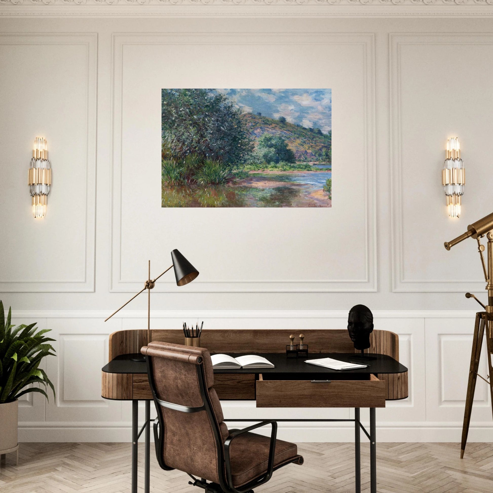 Landscape at Port-Villez - claude monet Brushed Aluminum Print - 70x100 cm / 28x40 inches | claude monet Aluminum Print | claude monet Prints