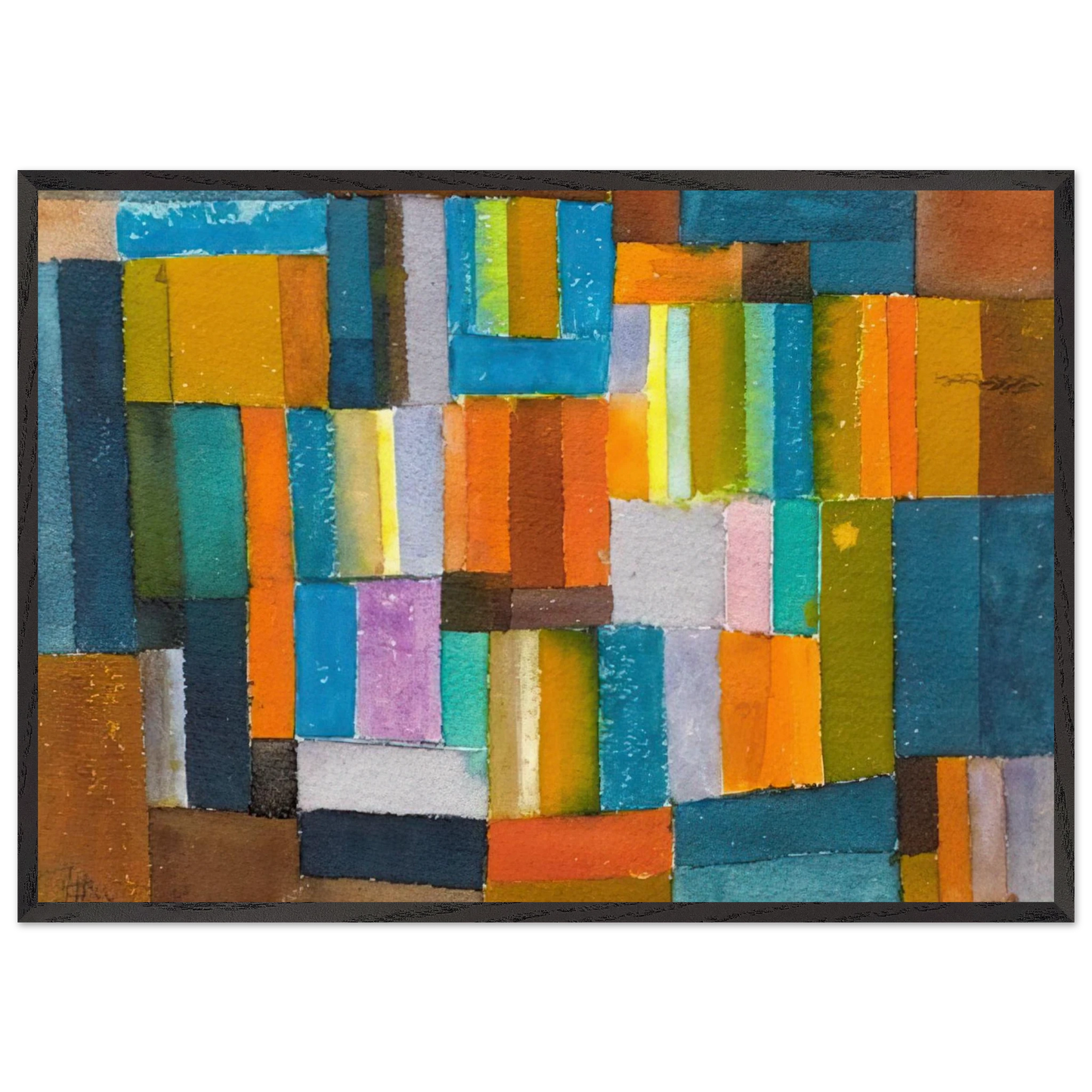 Composition in Orange and Blue-Green - 1957 - Johannes Itten 70x100 cm / 28x40 inches Framed Art Print – Black Wooden Frame