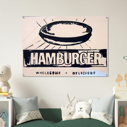 Hamburger  beige  - Andy Warhol Acrylic Print - 70x100 cm / 28x40″ inches | Andy Warhol Wall Art | Andy Warhol Prints