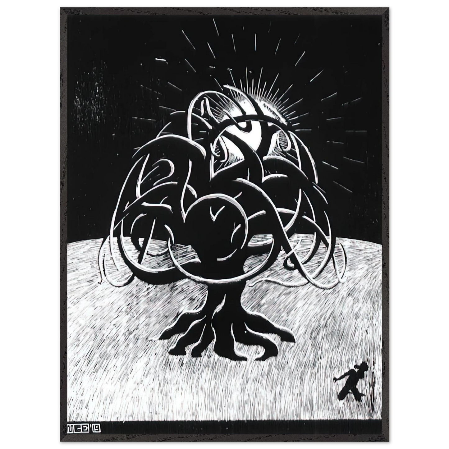 MC Escher - TWON TREE Wall Art - 30x40 cm / 12x16 inches - Premium Wooden Framed Poster With Fine Art Paper-canvas - Black frame