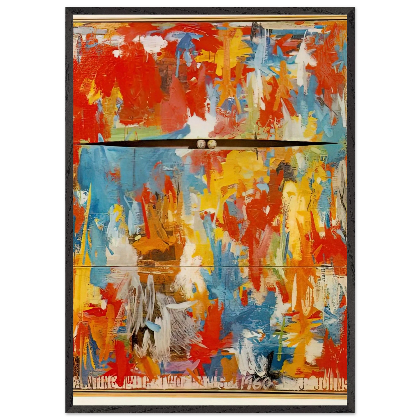 PAINTING WITH TWO BALLS - Jasper Johns 70x100 cm / 28x40 inches Framed Art Print – Black Wooden Frame