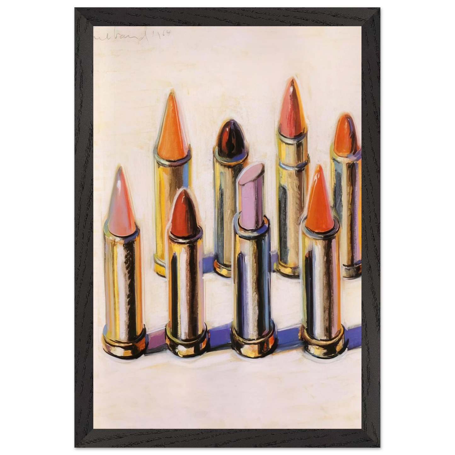 Wayne Thiebaud - Lipsticks - 1964 Wall Art - 60x80 cm / 24x32 inches - Premium Wooden Framed Poster With Fine Art Paper - Black frame