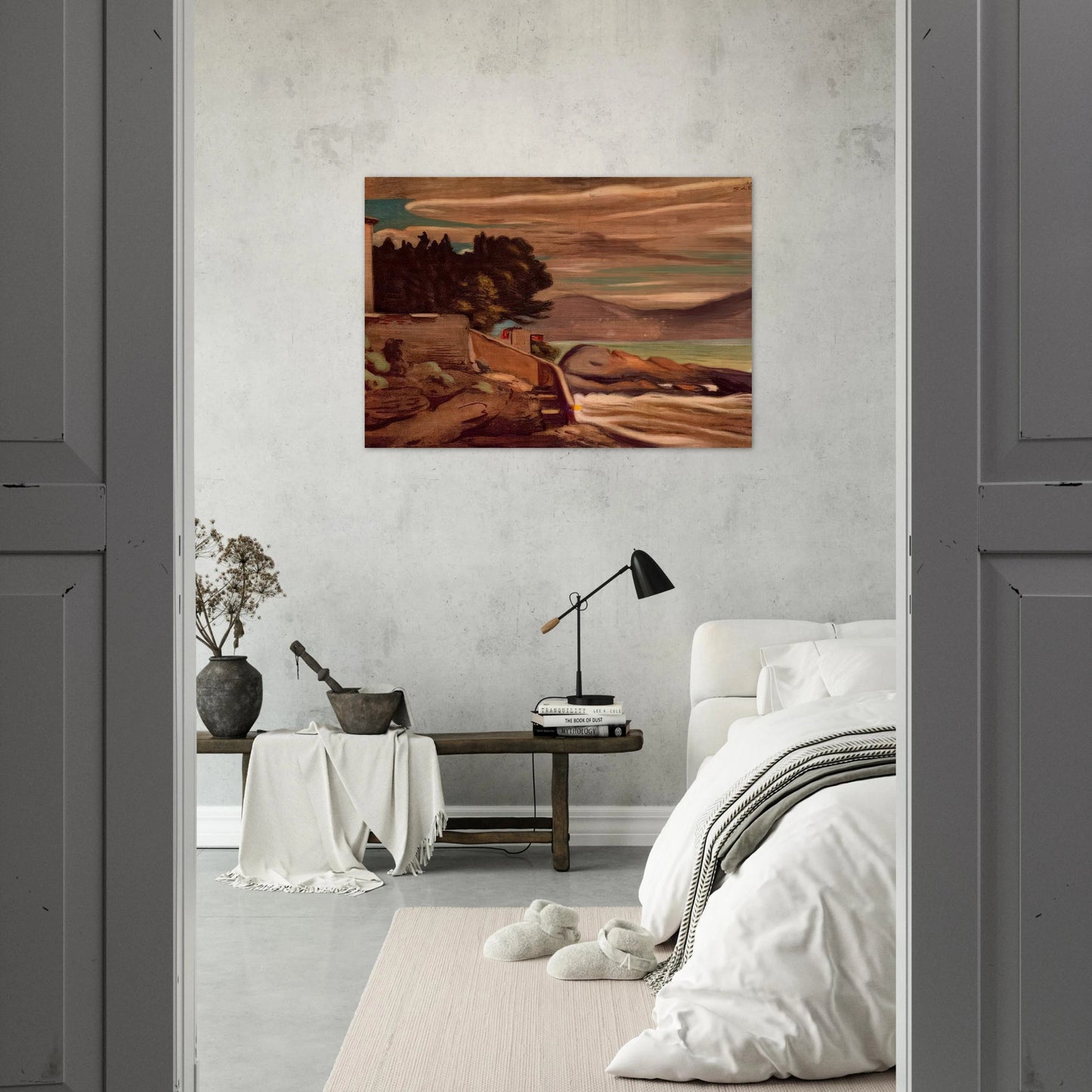 LANDSCAPE NEAR GENOVA - Giorgio de Chirico Brushed Aluminum Print - 70x100 cm / 28x40 inches | Giorgio de Chirico Aluminum Print | Giorgio de Chirico Prints