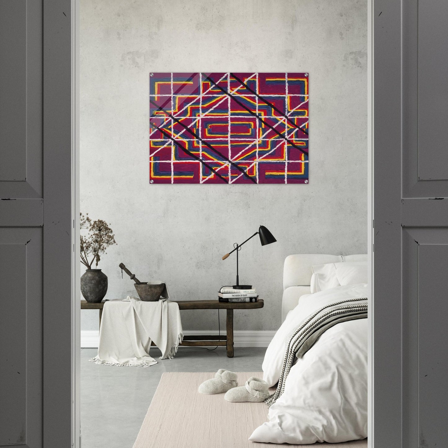 Spanish Door Design Purple - 1959 - Alfred Jensen Acrylic Print - 70x100 cm / 28x40″ inches