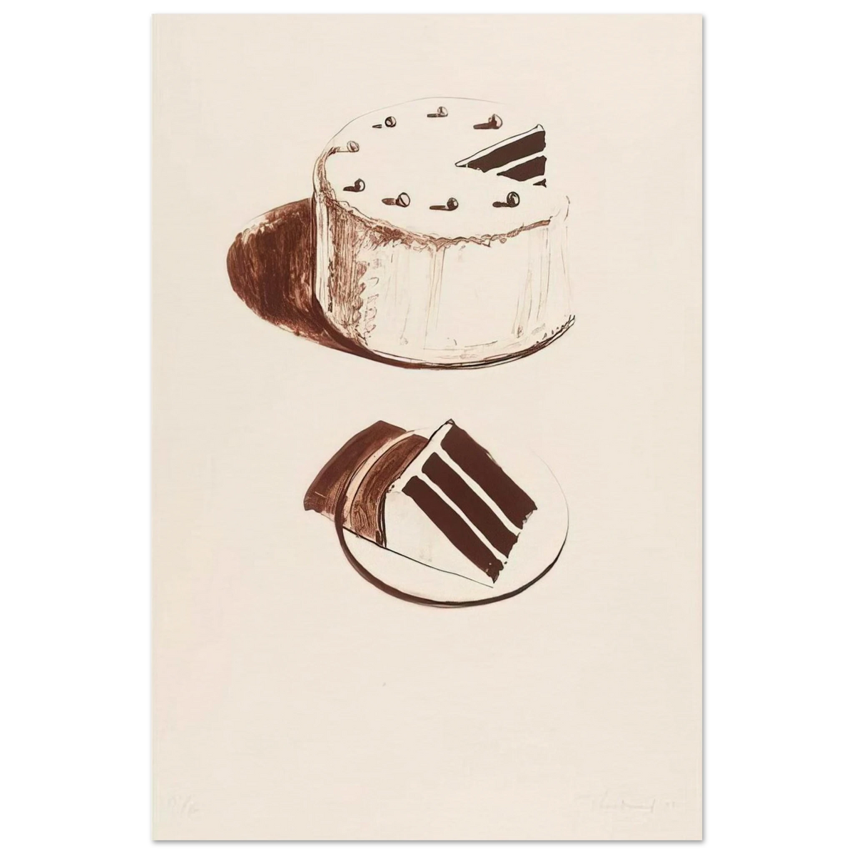 Chocolate Cake - 1971 - Wayne Thiebaud Art Prints - 100x150 cm / 40x60″ inches | Wayne Thiebaud Poster | Wayne Thiebaud Prints