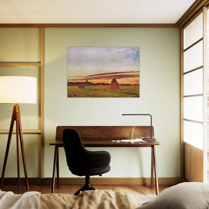 Haystacks at Chailly - claude monet Brushed Aluminum Print - 70x100 cm / 28x40 inches | claude monet Aluminum Print | claude monet Prints