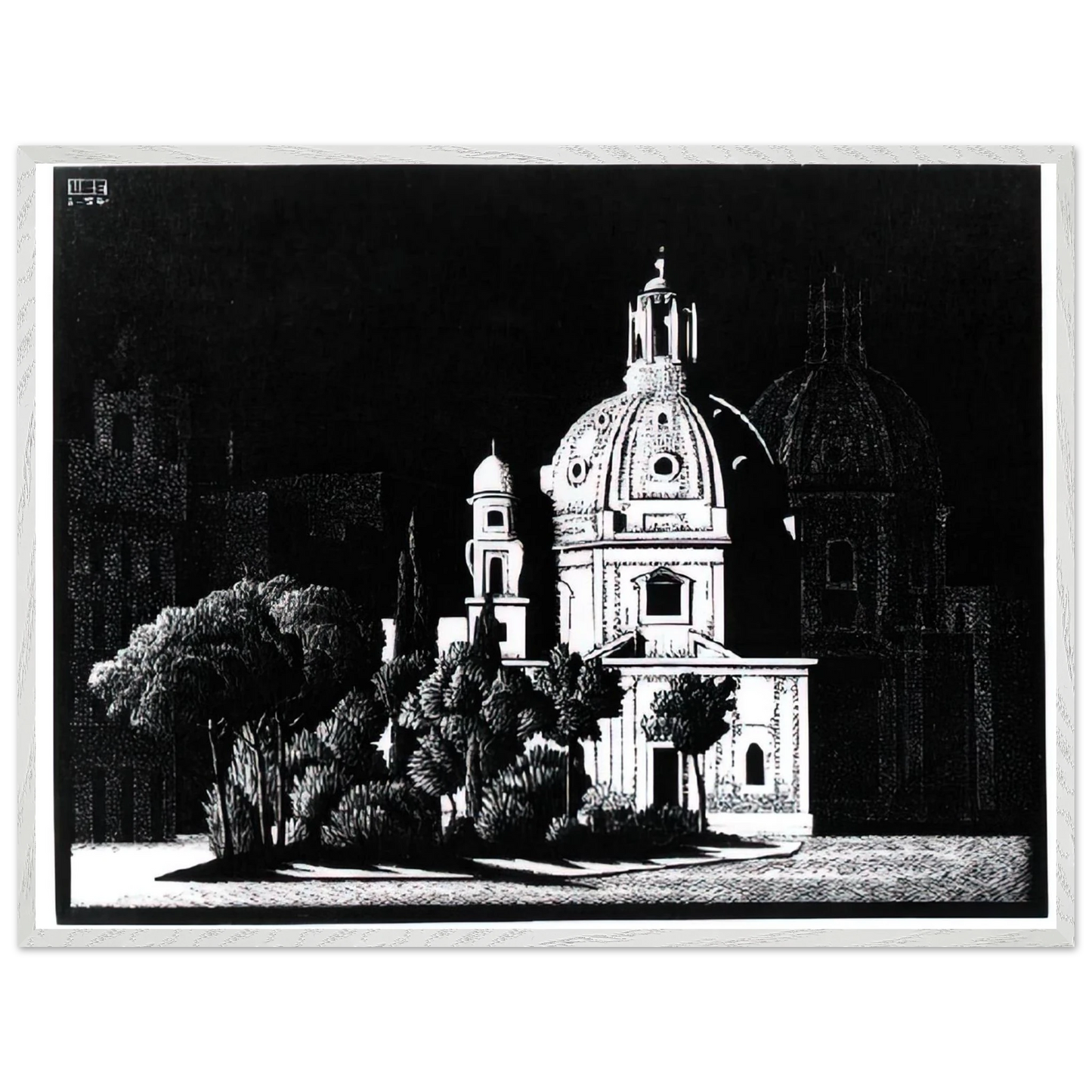 MC Escher - NOCTURNAL ROME 1 Wall Art - 30x40 cm / 12x16 inches - Fine Art Poster - -