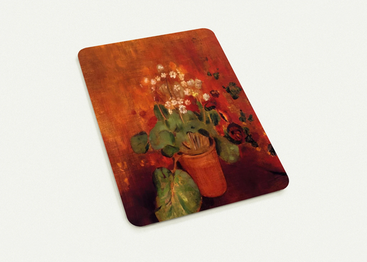 FLOWERS IN A POT ON A RED BACKGROUND By Odilon Redon Pack of 10 Post Cards | Odilon Redon Post Cards | A6 (10.5 x 14.8 cm) - 4.1 x 5.8 inches