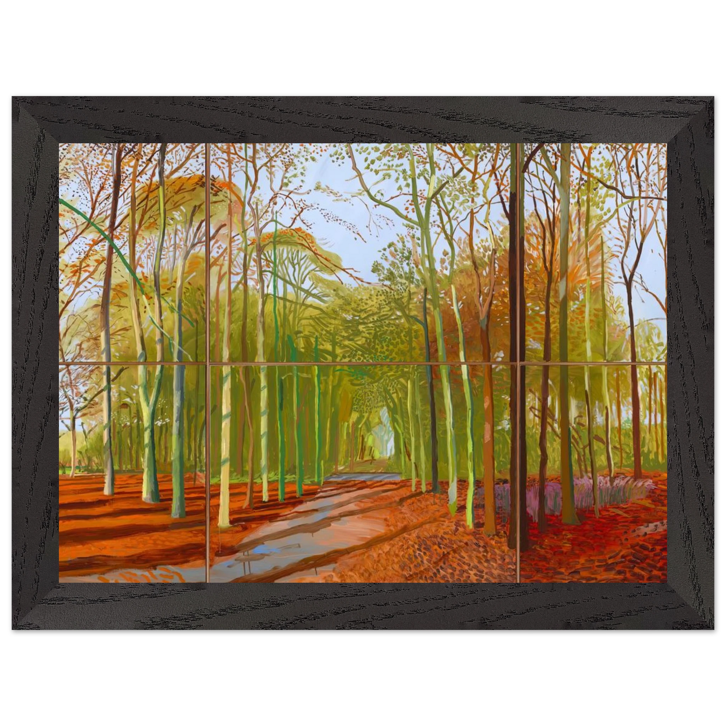 David Hockney - Woldgate Woods, 21, 23 & 29 November 2006 - 30x40 cm / 12x16 inches - Premium Wooden Framed Poster With Fine Art Paper-canvas - Black frame