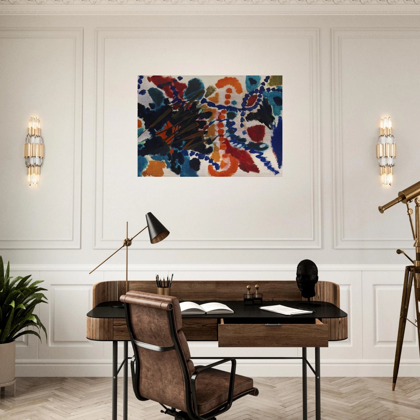 Von Goldfarben und Blau - 1953 - Ernst Wilhelm Nay Brushed Aluminum Print - 70x100 cm / 28x40 inches | Ernst Wilhelm Nay Aluminum Print | Ernst Wilhelm Nay Prints