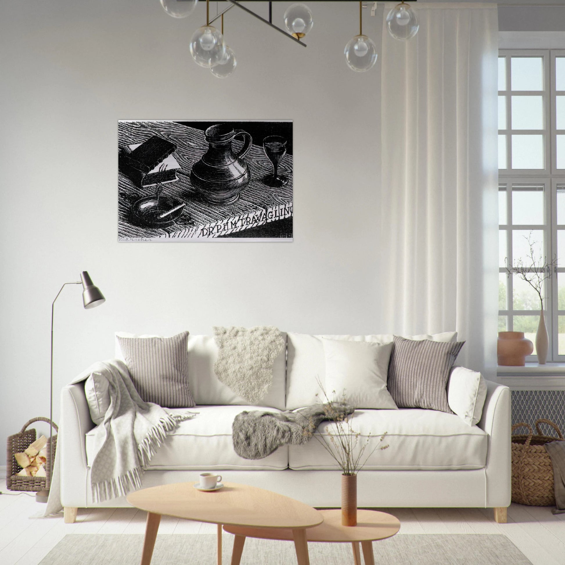 BOOKPLATE DR P H M TRAVAGLINO - MC Escher Brushed Aluminum Print - 70x100 cm / 28x40 inches | MC Escher Aluminum Print | MC Escher Prints