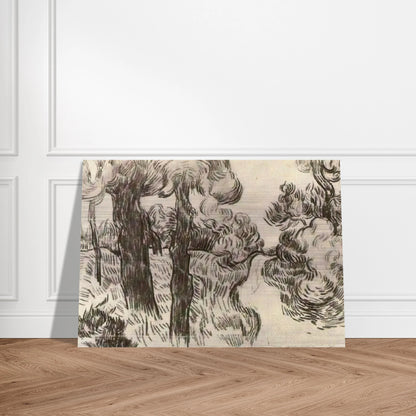 Path between Pine Trees - Vincent van Gogh Brushed Aluminum Print - 70x100 cm / 28x40 inches | Vincent van Gogh Aluminum Print | Vincent van Gogh Prints