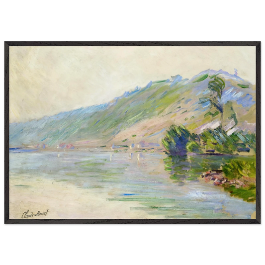 The Seine at Port-Villes Clear Weather - claude monet 70x100 cm / 28x40 inches Framed Art Print – Black Wooden Frame
