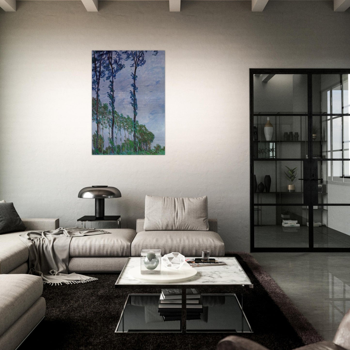 Poplars, Wind Effect - claude monet Brushed Aluminum Print - 70x100 cm / 28x40 inches | claude monet Aluminum Print | claude monet Prints
