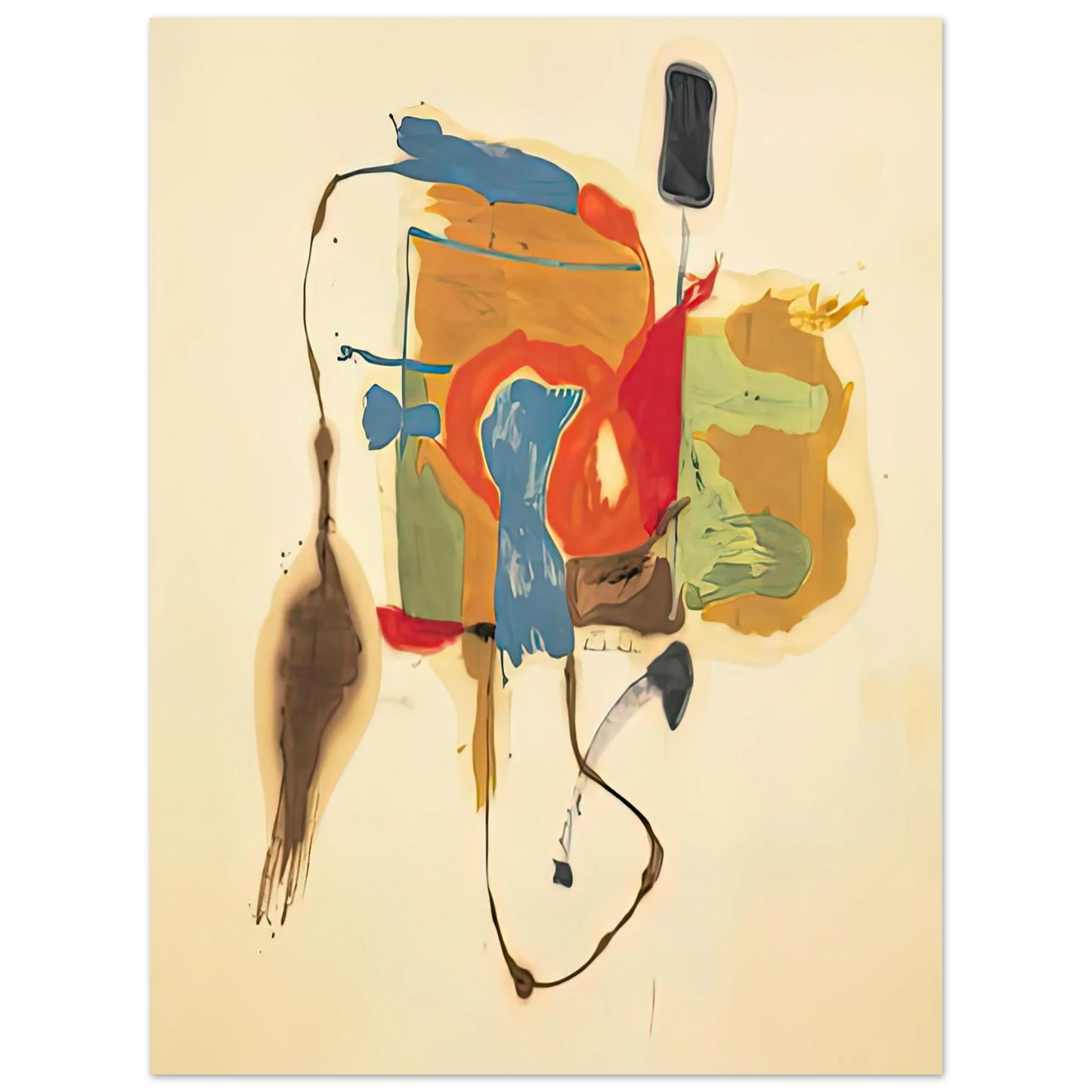 Helen Frankenthaler - Blue Form in a Scene, 1961- Wall Art - 30x40 cm / 12x16 inches - Premium Wooden Framed Poster With Fine Art Paper-canvas - Wood frame