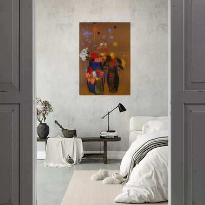 THREE VASES OF FLOWERS - Odilon Redon Brushed Aluminum Print - 70x100 cm / 28x40 inches | Odilon Redon Aluminum Print | Odilon Redon Prints