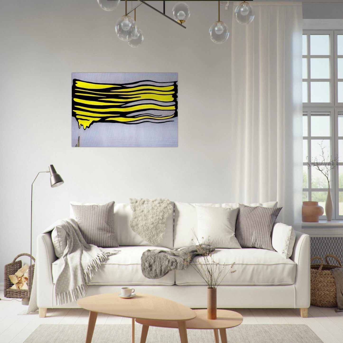 YELLOW BRUSHSTROKE II 1965 - Roy Lichtenstein Brushed Aluminum Print - 70x100 cm / 28x40 inches | Roy Lichtenstein Aluminum Print | Roy Lichtenstein Prints