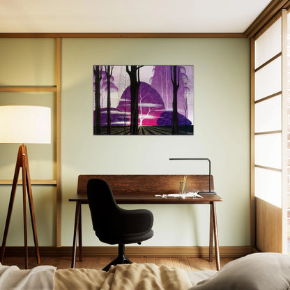 Purple Dawn - Eyvind Earle Brushed Aluminum Print - 70x100 cm / 28x40 inches | Eyvind Earle Aluminum Print | Eyvind Earle Prints