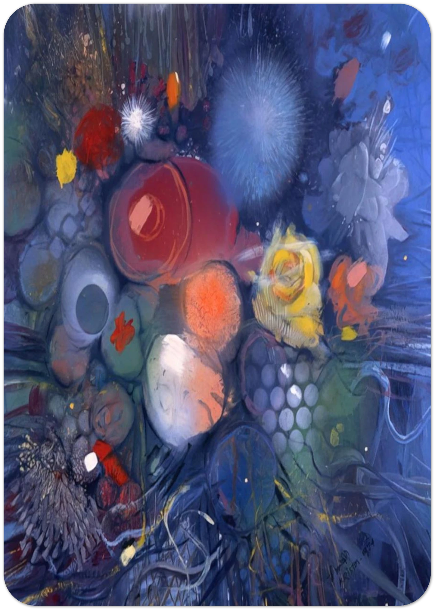 Flowers No. 3 - 1974 By Gebre Kristos Desta Pack of 10 Post Cards | Gebre Kristos Desta Post Cards | A6 (10.5 x 14.8 cm) - 4.1 x 5.8 inches