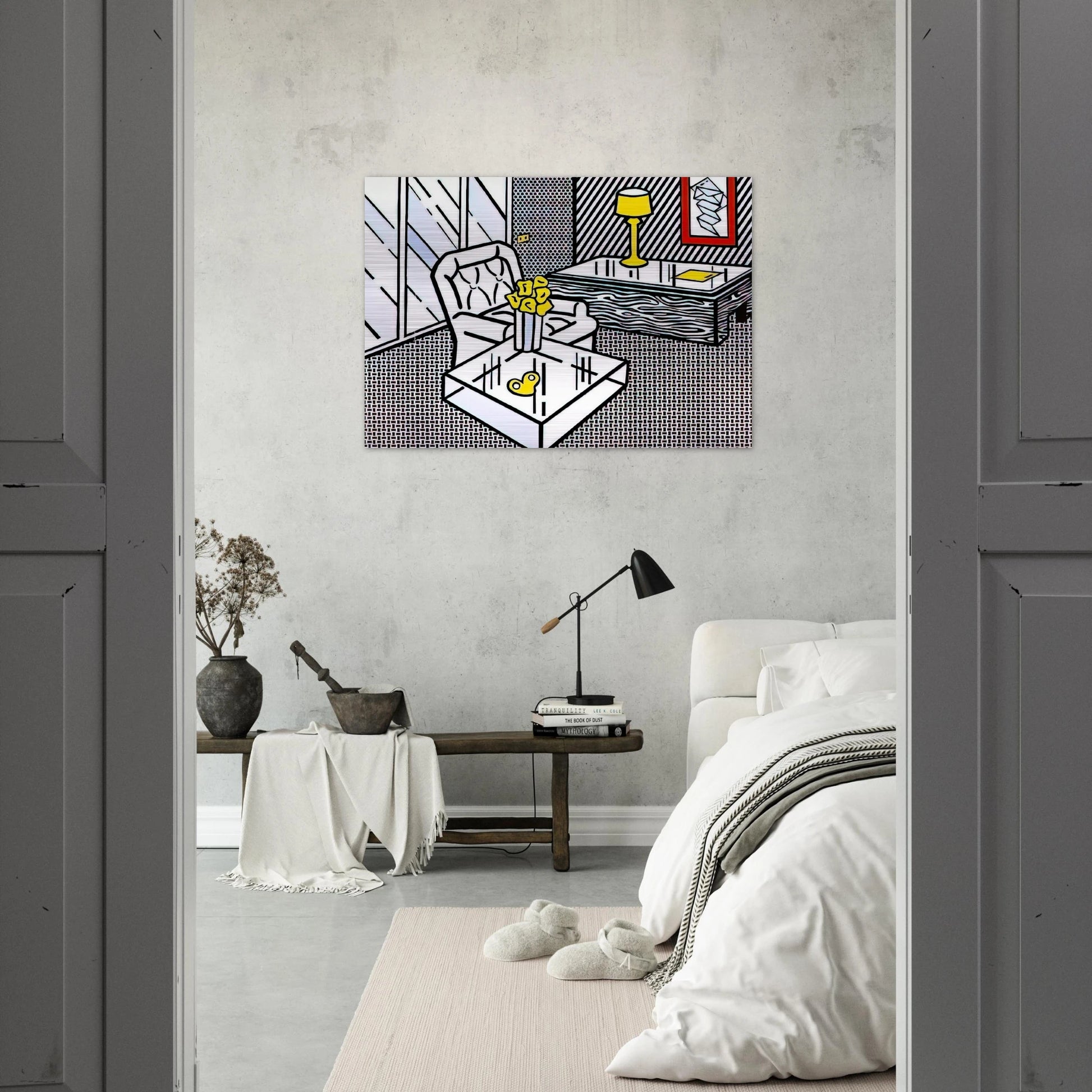 THE DEN 1990 - Roy Lichtenstein Brushed Aluminum Print - 70x100 cm / 28x40 inches | Roy Lichtenstein Aluminum Print | Roy Lichtenstein Prints