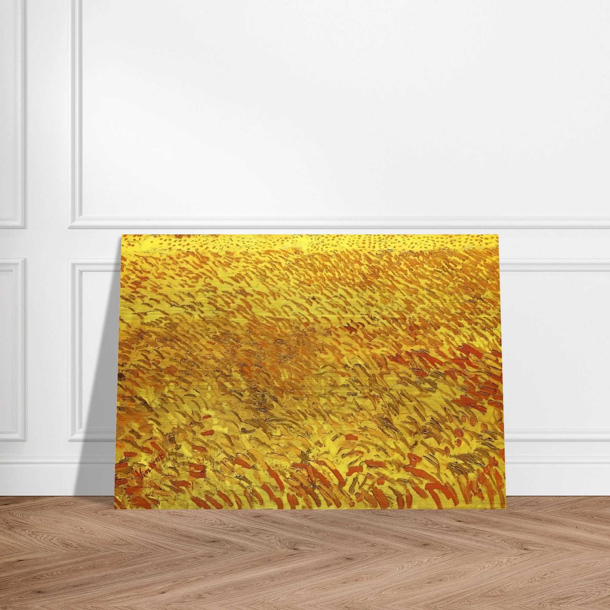 Summer Evening, Wheatfield with Setting sun - Vincent van Gogh Brushed Aluminum Print - 70x100 cm / 28x40 inches | Vincent van Gogh Aluminum Print | Vincent van Gogh Prints