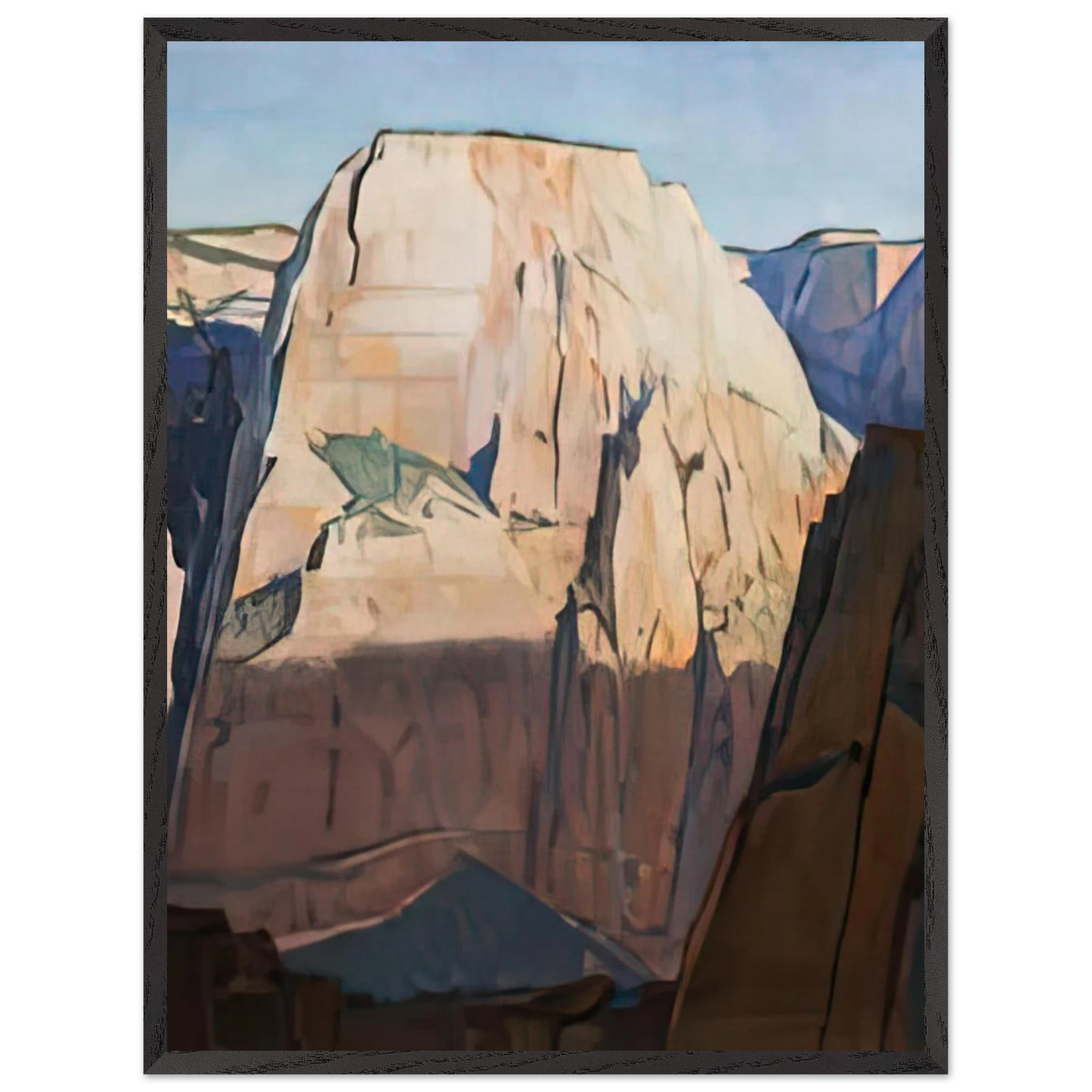 Maynard Dixon - GREAT WHITE THRONE ZION CANYON UTAH 1933 Wall art - 13x18 cm / 5x7 inches - Premium Wooden Framed Poster With Fine Art Paper-canvas - Black frame