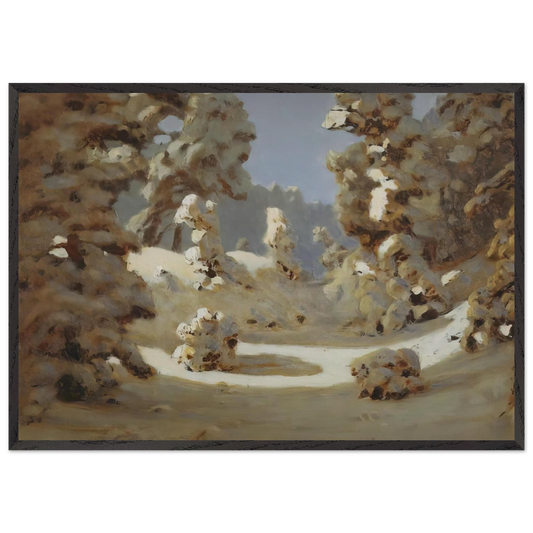 Winter Sunlight on The Hoar Frost - Arkhyp Kuindzhi 70x100 cm / 28x40 inches Framed Art Print – Black Wooden Frame