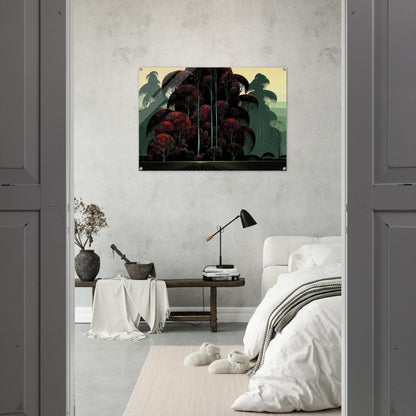 Crimson Autumn - Eyvind Earle Acrylic Print - 70x100 cm / 28x40″ inches