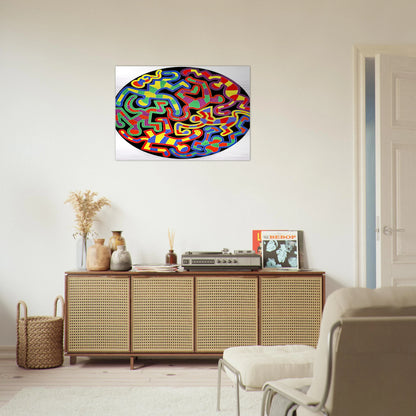 MONKEY PUZZLE 1988 - Keith Haring Brushed Aluminum Print - 70x100 cm / 28x40 inches | Keith Haring Aluminum Print | Keith Haring Prints