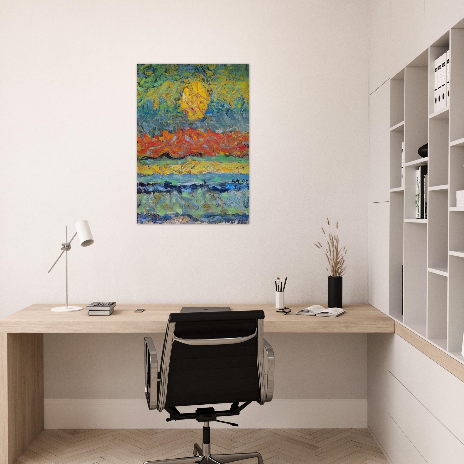 Landscape with Sun - Max Ernst Brushed Aluminum Print - 70x100 cm / 28x40 inches | Max Ernst Aluminum Print | Max Ernst Prints