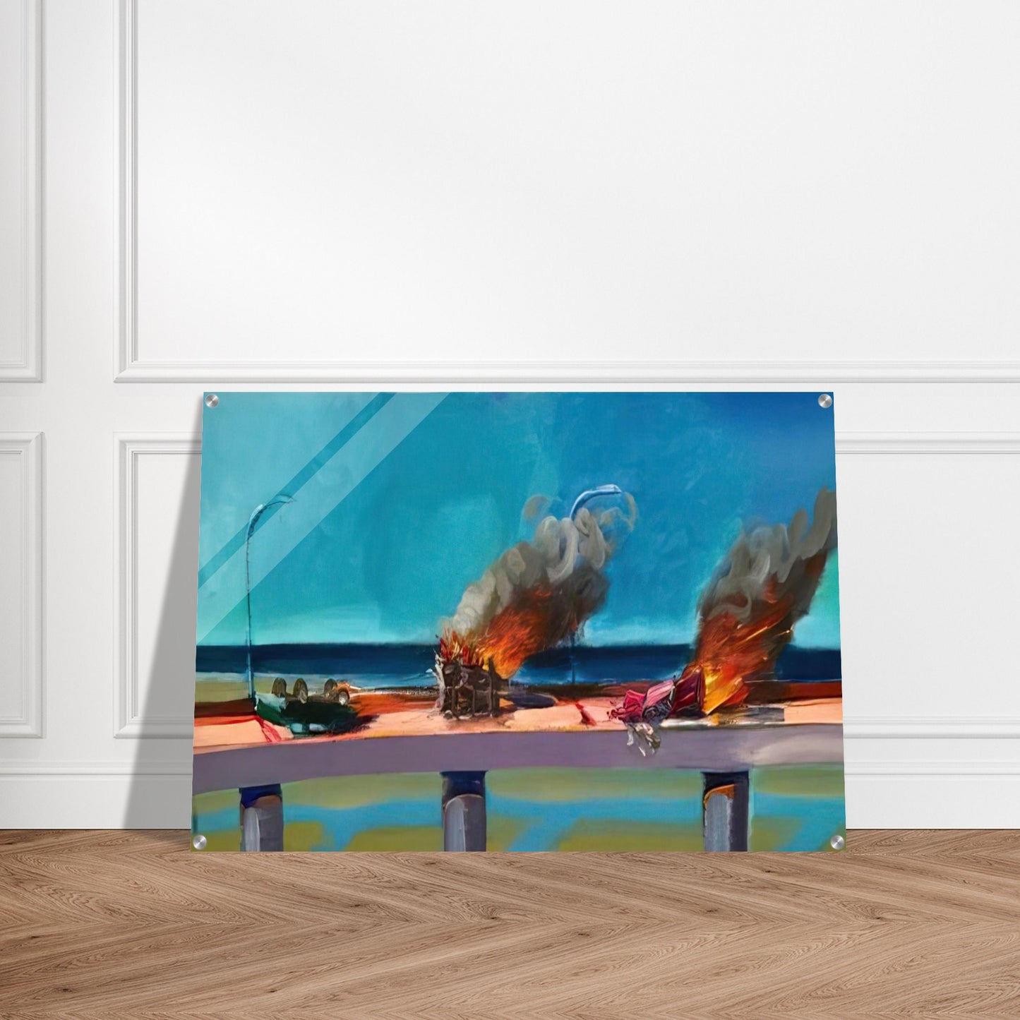 Longo Crash - 1982 - Carlos Almaraz Acrylic Print - 70x100 cm / 28x40″ inches | Carlos Almaraz Wall Art | Carlos Almaraz Prints
