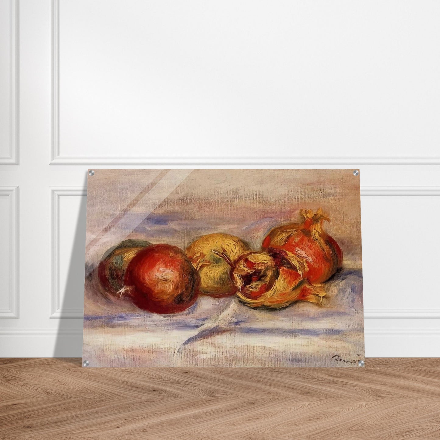 Three Pomegranates and Two Apples - Pierre-Auguste Renoir Acrylic Print - 70x100 cm / 28x40″ inches