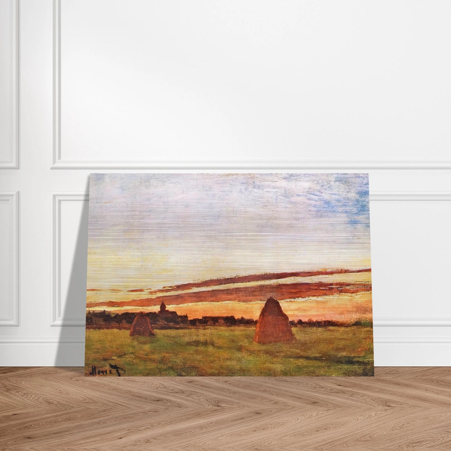 Haystacks at Chailly - claude monet Brushed Aluminum Print - 70x100 cm / 28x40 inches | claude monet Aluminum Print | claude monet Prints