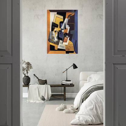 VIOLIN AND GLASS 1918 - Juan Gris Brushed Aluminum Print - 70x100 cm / 28x40 inches | Juan Gris Aluminum Print | Juan Gris Prints