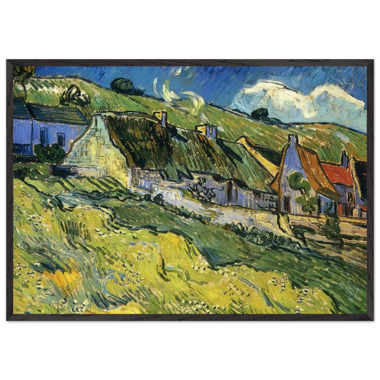 A Group of Cottages - Vincent van Gogh 70x100 cm / 28x40 inches Framed Art Print – Black Wooden Frame