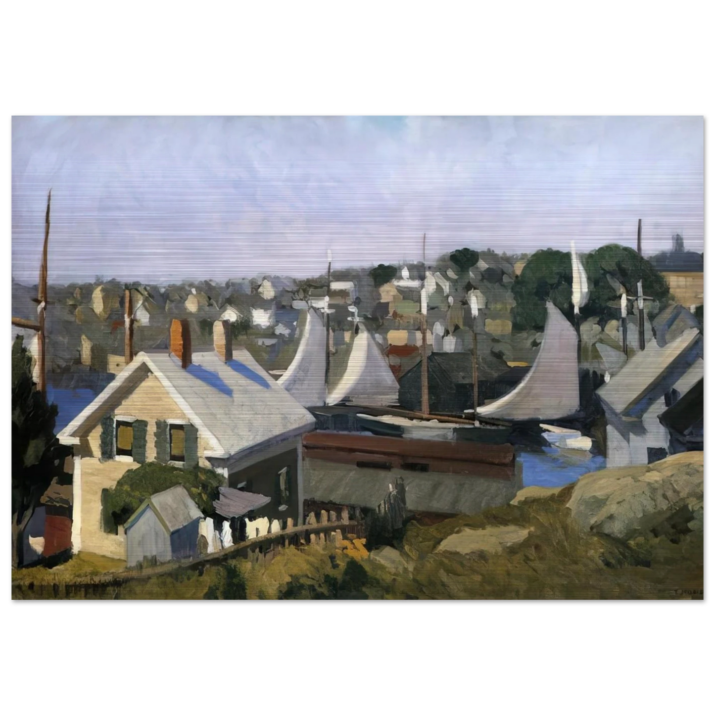 Gloucester Harbor - Edward Hopper Brushed Aluminum Print - 70x100 cm / 28x40 inches | Edward Hopper Aluminum Print | Edward Hopper Prints